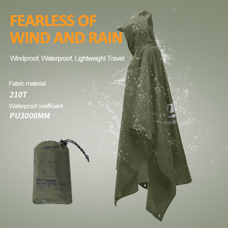 3 In 1 Outdoor Raincoat Hooded - Camping Rain Poncho recension och pris